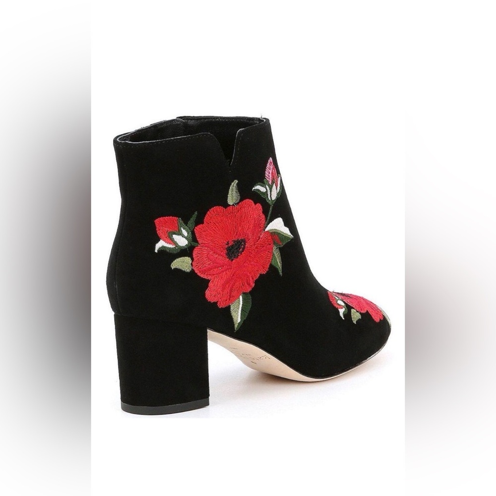 Kate Spade Langton Floral Embroidered Suede Block 2” Heel Almond Toe Booties 8.5 - Picture 3 of 7